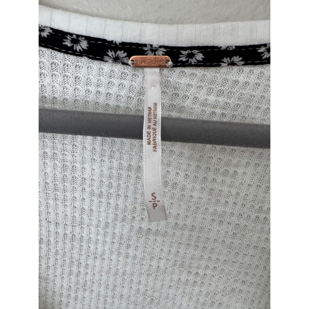 Free People Auxton Thermal Wrap Top Black White Waffle‎ Knit Size Small - Picture 6 of 8